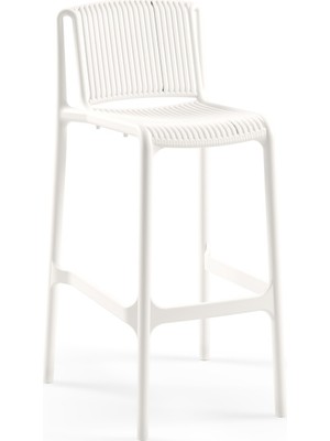 Tilia Nes Polipropilen Bar Sandalyesi 75 cm Süt Beyaz - Mutfak, Kafe, Restoran, Teras, Bahçe, İç ve Dış Mekan İçin