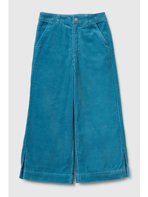 United Colors Of Benetton Petrol Mavisi Kadın / Kız Kj_logo Işlemeli Yırtmaçlı Fermuarlı Düğmeli Wide Fit Pantolon Model Kodu: 4IZWCF05APETROL Mav
