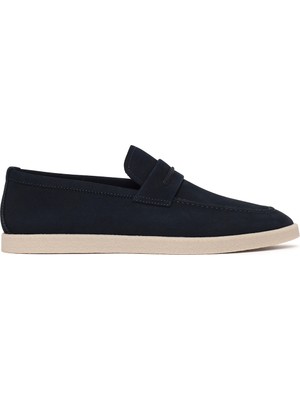 Derimod Erkek Lacivert Nubuk Deri Loafer 26SFD6972V3
