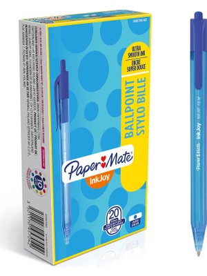  paper mate tükenmez kalem ınkjoy 100 rt 1.0 mm mavi basmalı s0957040 (20 li paket)