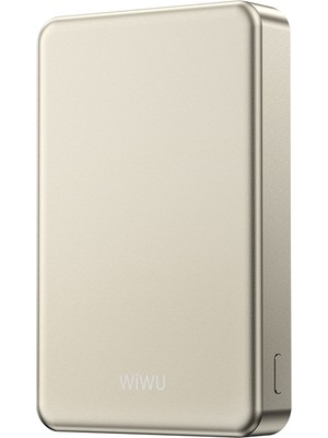 Wiwu P15-1 LED Işık Göstergeli Ultra Ince Pd 20W Kablosuz Powerbank 10000MAH 15W Titanyum-Gold