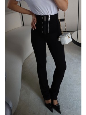 Özge Özgenç Çift Fermuarlı Tayt Pantolon