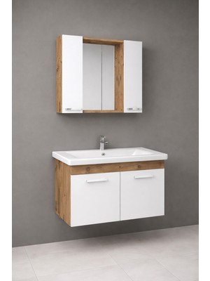 Fleko Banyo Dolabı- Etejerli Lavabo- Hilton Set-Etejerli Banyo Dolabı