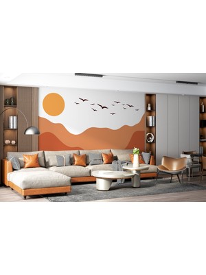 Lotus Aura Modern Soyut Gün Batımı Duvar Kağıdı, Pastel Renkli Bohem Çocuk Odası Duvar Posteri