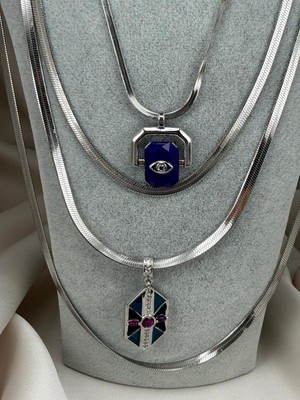 ZS Aksesuar Çok Katlı Zincir Nazar Göz Detaylı Kadın Kolye