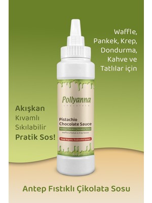 Pollyanna 320 gr Antep Fıstıklı Çikolata Sos Waffle & Pankek & Krep İçin Doğal Malzemelerle Hazır
