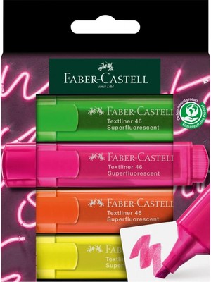 Faber-Castell Fosforlu Kalem (İşaret Kalermi) Textliner Şeffaf Genz 4 Renk 46