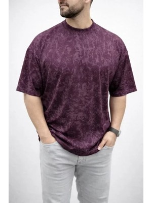 Uslucan Alışveriş Erkek Premium Tişört Osy Yumuşak Dokulu Yıkamalı Oversize T-Shirt - Bordo