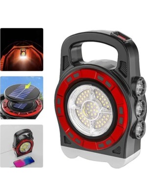 Uslucan Alışveriş Polizei P-6678C Dış Mekan Solar Şarj Işığı Çok Fonksiyonlu Projektör Hazine Güçlü Işık El Feneri