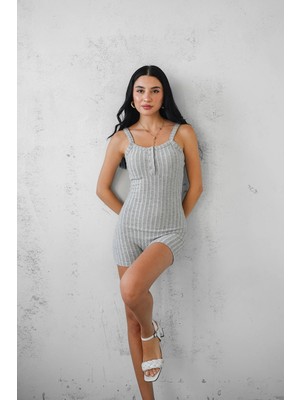 Win Moda Askılı Düğmeli Tulum / Yumuşacık Dokulu Kumaş
