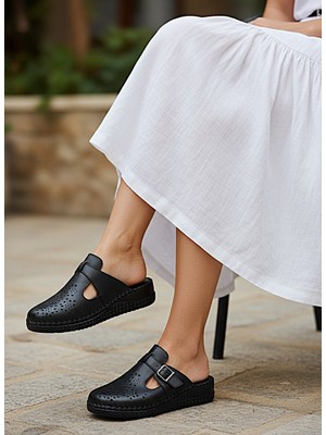 KAFKASLAR AYAKKABI Önü Kapalı Tam Ortopedik Hakiki Deri Kadın Terlik