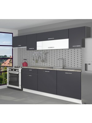 Decoraktiv Ekol 240 Mdf Hazır Mutfak Dolabı - Tezgah Dahil - Antrasit