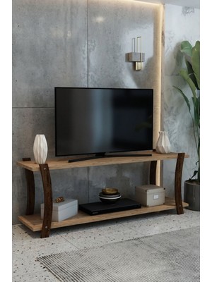 Çam Ahşap Raflı Tv Ünitesi Tv Sehpası 120X30 cm Şık ve Ergonomik