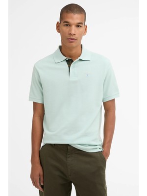 Barbour Tartan Pique Polo Yaka BU98 Mint Blue