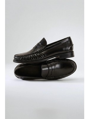 Antioch Kahve Bantlı Deri Makosen