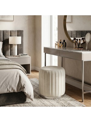 Zem Long Line Puf, Kırık Beyaz Silver