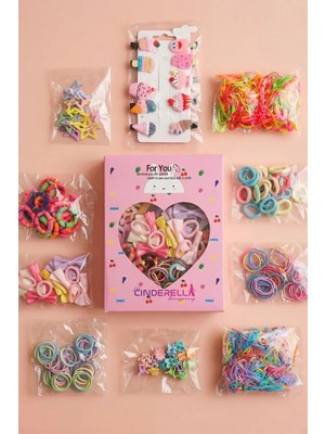 895 Parça Hediyelik Kutulu Kız Çocuk Toka Seti - Unicorn Fiyonk Yıldız Çıtçıtlı Bebek Saç Tokası