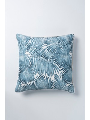 Mavi Palmiye Biyeli 45X45 cm Kırlent Kılıfı