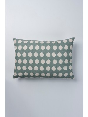 Yeşil Beyaz Puantiyeli Çift Yönlü Diktörtgen Su Itici Leke Tutmaz Kırlent Kılıfı