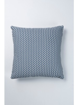 Lacivert Zikzak 45X45 cm Su Itici Leke Tutmaz Kırlent Kılıfı