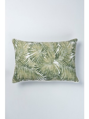 Yeşil Palmiye Dikdörtgen Biyeli Su Itici Leke Tutmaz Kırlent Kılıfı