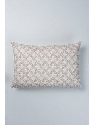 Bej Yonca Desen Dikdörtgen Su Itici Leke Tutmaz Kırlent Kılıfı