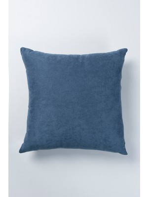 Mavi Kadife Görünümlü Velvet Look 45X45 cm Kırlent Kılıfı