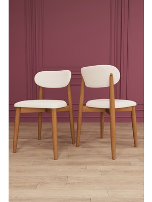 Asra Trend Lüks 2'li Bohem Ahşap Mutfak Sandalyesi Dokuma Kumaşlı Silinebilir Yemek Masası Sandalyesi SA02