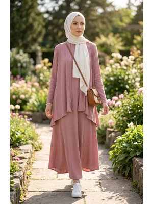 Bürümcük Kumaş Fitilli Ikili Takım 6371-03 Pudra