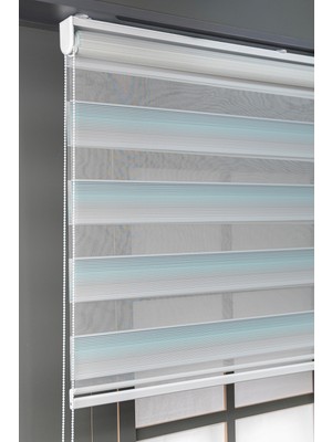 Bizden Perde Turkuaz Mikro Pileli Zebra Stor Kaliteli Güneşlik Perdeler
