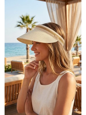 Trend Bebe Butik Kadın Vizör Tepesi Açık Şapka Güneşlik Yazlık Spor Plaj Şapkası Geniş Kenarlı Vizörlü Şapka