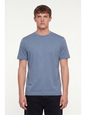 Sabri Özel Erkek Koyu Gri Normal Kesim Regular Fit %100 Pamuk Dokuma Bisiklet Yaka Basic T-Shirt