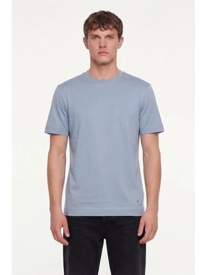 Sabri Özel Erkek Gri Normal Kesim Regular Fit %100 Pamuk Dokuma Bisiklet Yaka Basic T-Shirt