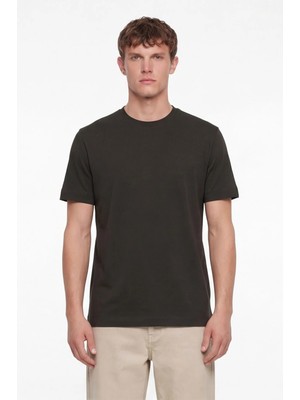 Sabri Özel Erkek Nefti Normal Kesim Regular Fit %100 Pamuk Dokuma Bisiklet Yaka Basic T-Shirt