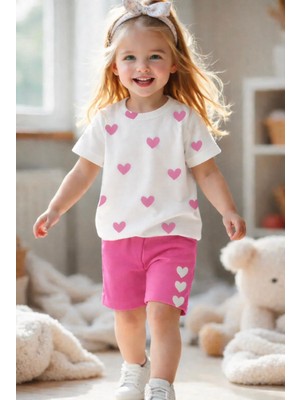 Kız Çocuk Yazlık Şortlu Alt Üst Pamuklu Takım