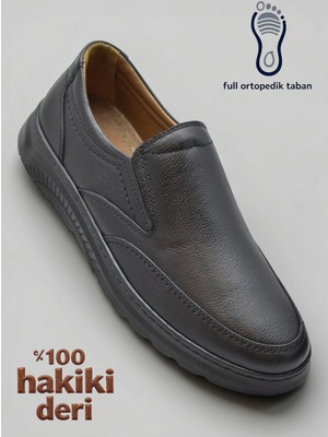 Ispartalılar 1387 Tam Ortopedik Taban %100 Hakiki Deri Erkek Ayakkabı Bağcıksız Casual Erkek Ayakkabı