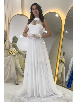 Zks Grup Tekstil-Kadın Drapeli Kolsuz Tül Abiye Elbise Yeşil, Bebe Mavi, Beyaz, Saks, Lacivert, Siyah