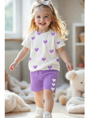 Kız Çocuk Yazlık Şortlu Alt Üst Pamuklu Takım