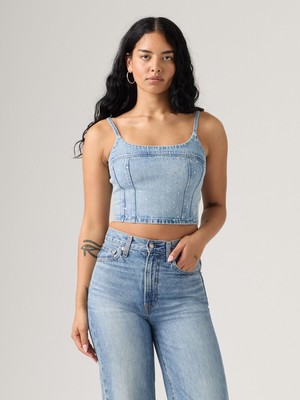Levi's Kadın Taş Detaylı Mavi Jean Kot Askılı Crop Büstiyer 001SD-0003