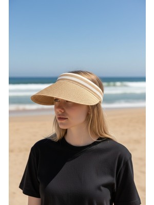 Trend Bebe Butik Kadın Vizör Tepesi Açık Şapka Güneşlik Yazlık Spor Plaj Şapkası Geniş Kenarlı Vizörlü Şapka