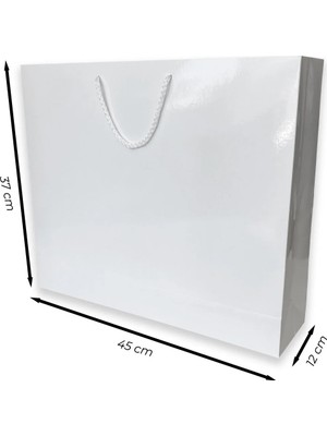 ABB Matbaa 2 Adet Beyaz Karton Ipli Çanta Karton Poşet (45X37X12) - Ip Rengi Seçilebilir