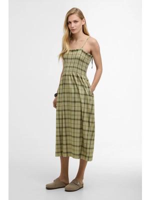 Barbour Orla Midi Elbise SG14 Sage Green Tartan