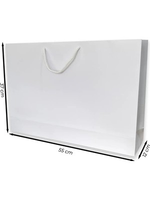 ABB Matbaa 2 Adet Lüks Desenli Beyaz Ipli Karton Çanta Kağıt Poşet (55X37X12) - Ip Rengi Seçilebilir