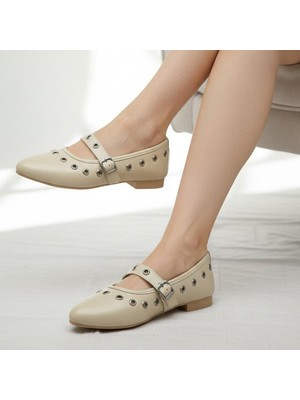 Ispartalılar D159 Rahat Taban Günlük Kadın Babet Ayakkabı Zımbalı Babet Kadın Ayakkabısı