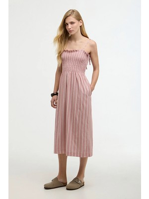Barbour Madeline Midi Elbise PI19 Gardenia Stripe