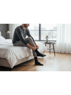 Heren Bambu 4'lü Erkek Soket Çorap Siyah Premium , Burun Dikişsiz, Yıkamalı