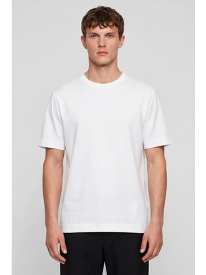 Sabri Özel Erkek Beyaz Modern Fit %100 Pamuk Basic T-Shirt