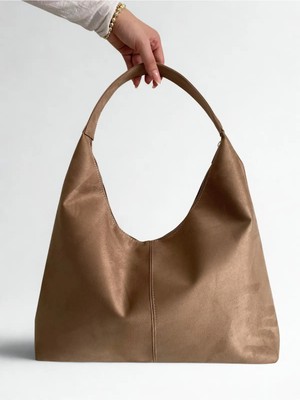 Boho Süet Omuz Çantası – Geniş Hacimli, Günlük & Ofis Kullanım(46×30×11 Cm)