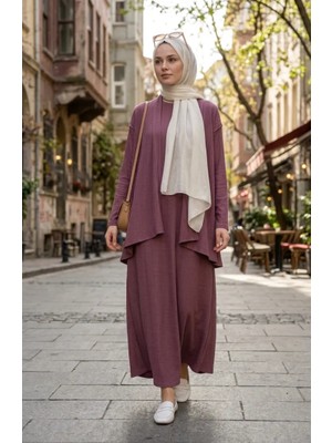 Sefa Merve Bürümcük Kumaş Fitilli Ikili Takım 6371-06 Gül Kurusu