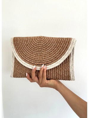 Palm Moon Hasır El Portföyü Yazlık Clutch Çanta